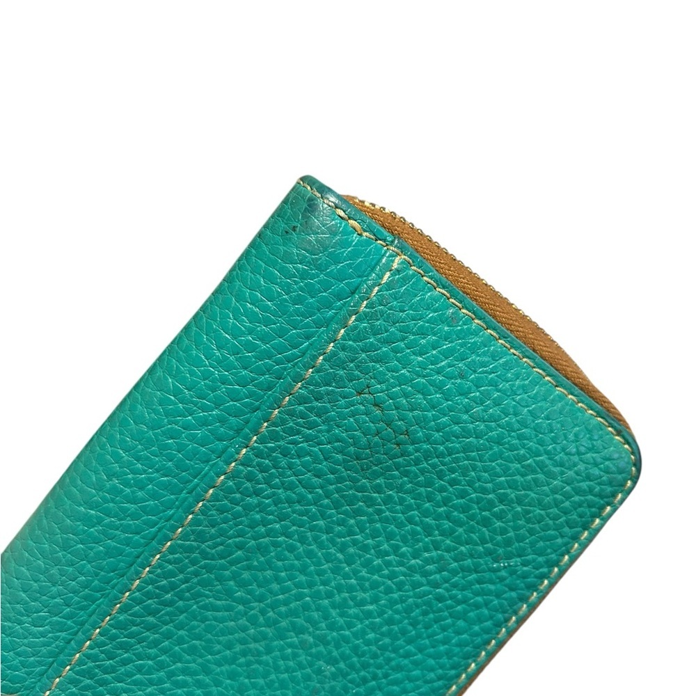 Dooney & Bourke Pebble Leather Zip around Y2k Wallet Teal Green Red Interior med - Picture 8 of 16